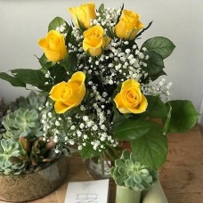 6 Yellow Roses Bouquet